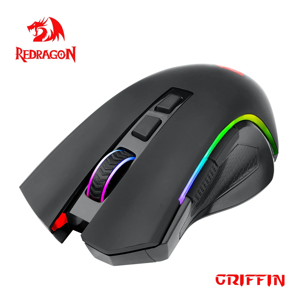 REDRAGON Griffin M602P-KS RGB USB 2.4G دعم لاسلكي بلوتوث ماوس ألعاب سلكي 4800 ديسيبل متوحد الخواص للاعبين الفئران الكمبيوتر الكمبيوتر المحمول