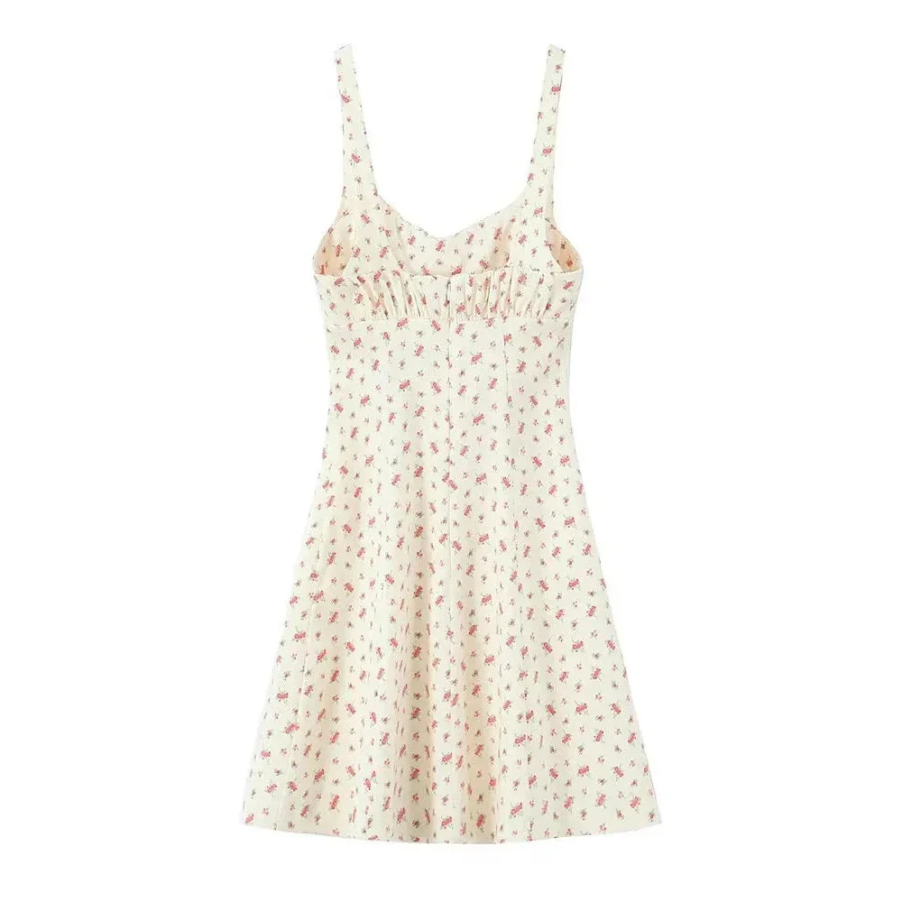 Abiti primavera estate carino Cottagecore Ditsy floreale senza maniche scollo a cuore mini cami abiti casual per le donne