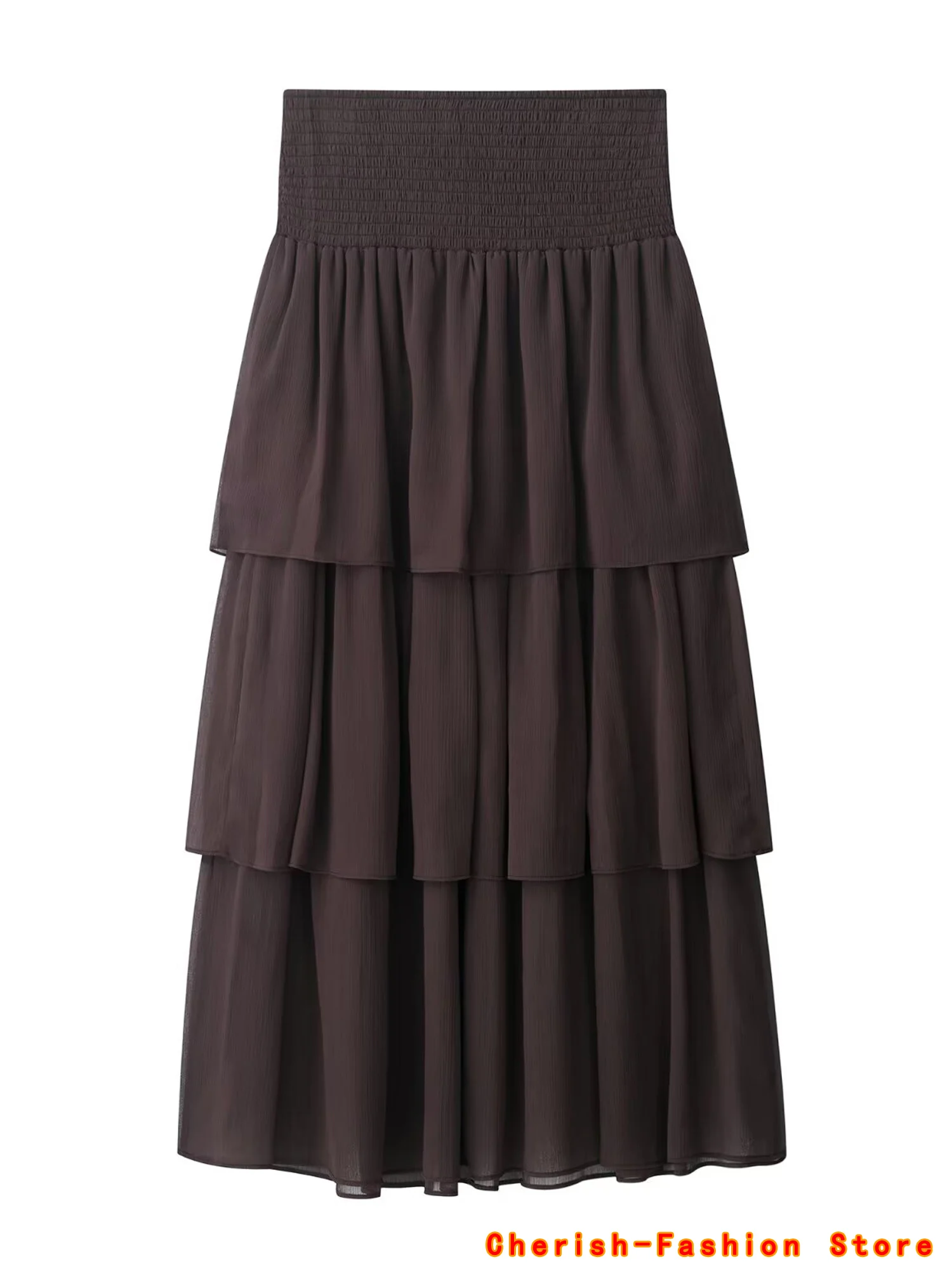 

Ruffles Pleated Long Skirts For Women Fashion 2025 New Elegant Midi Skirt High Street Casual Chic Party Skirts Mujer high waist