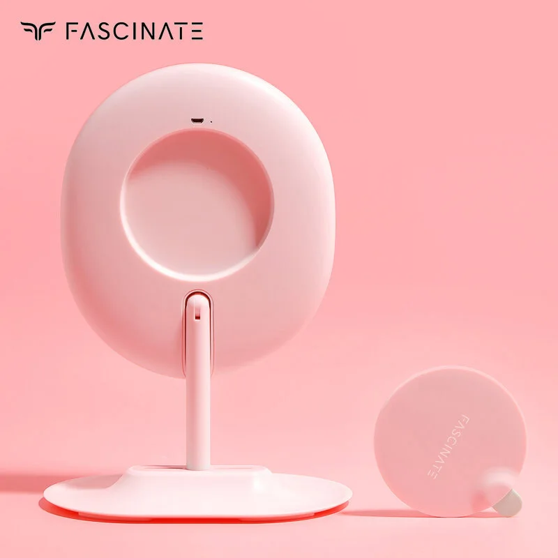 Fascinate LED Desktop Cosmetic Mirror With Light Vanity Mirror USB Rechargable Detachable Makeup Bedroom Table 5X Magnifying