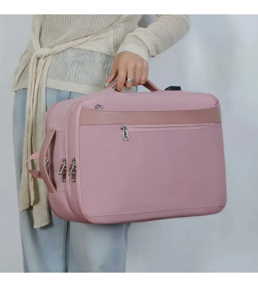 Compression enabled backpack designed to maximize packing space for long trips and busy work weeks