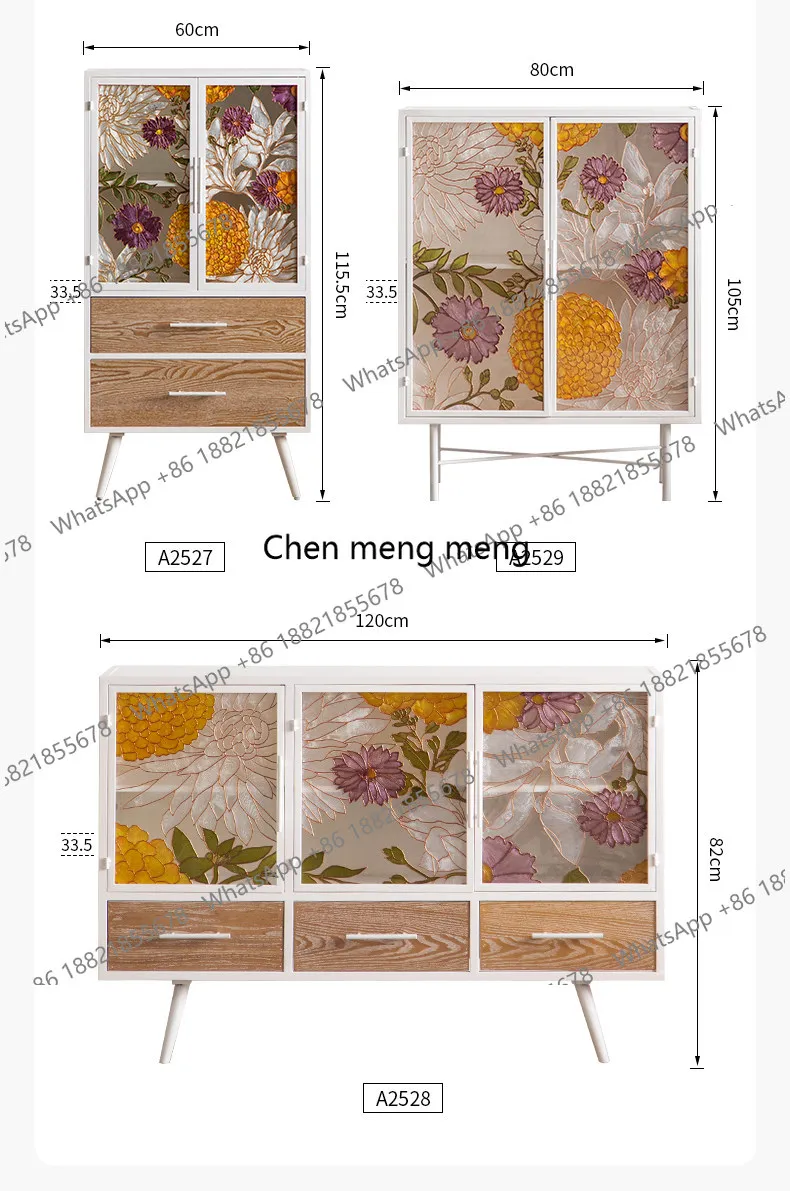 5-tier Wooden French Cabinets Retro Glass Door Modern Cabinet Shelf Organizer Cabinets Bedroom Luxury Living Room Furnitures