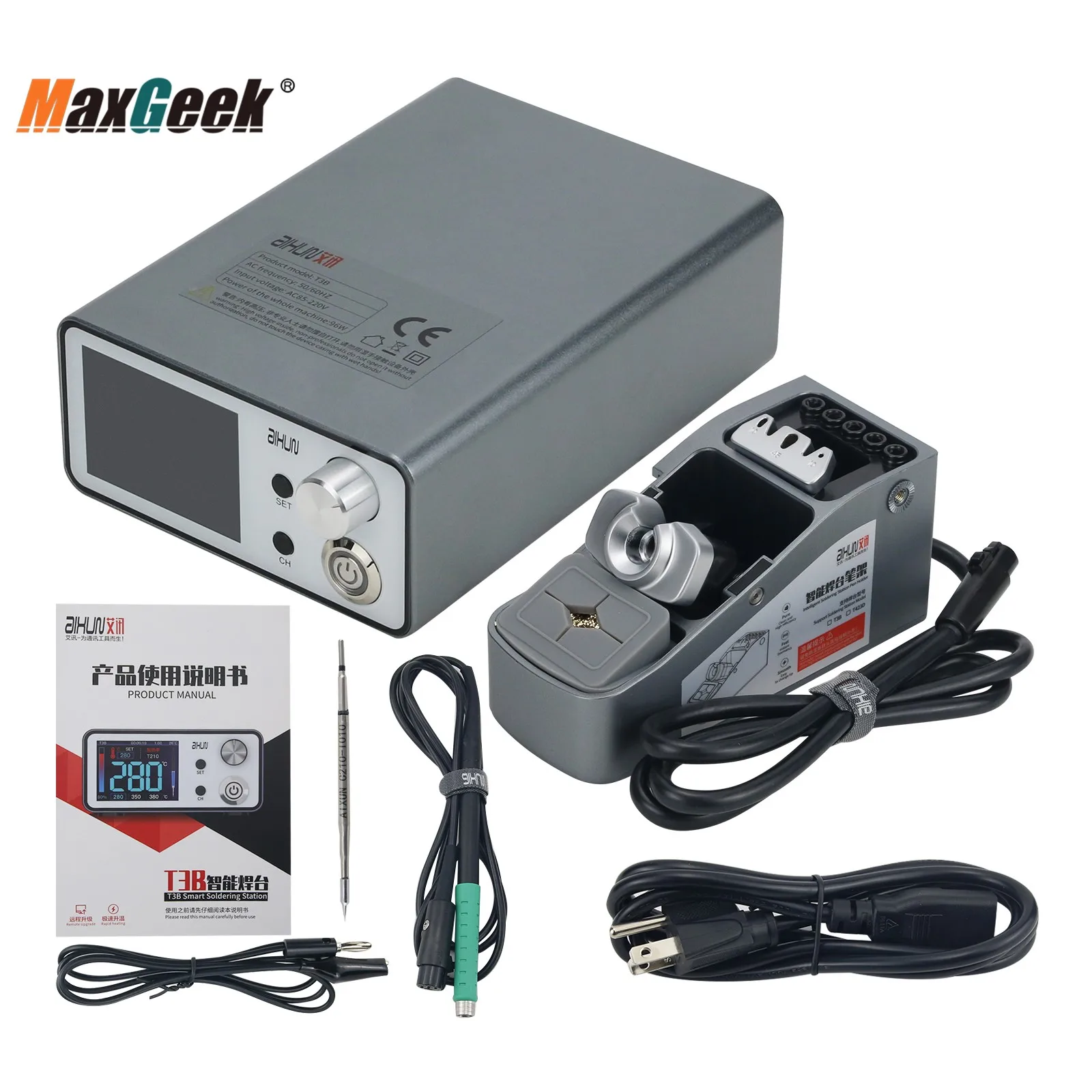 

Maxgeek T3B Smart Soldering Station Practical Electric SMD BGA Welding Repair Platform With T115/T210 Handle