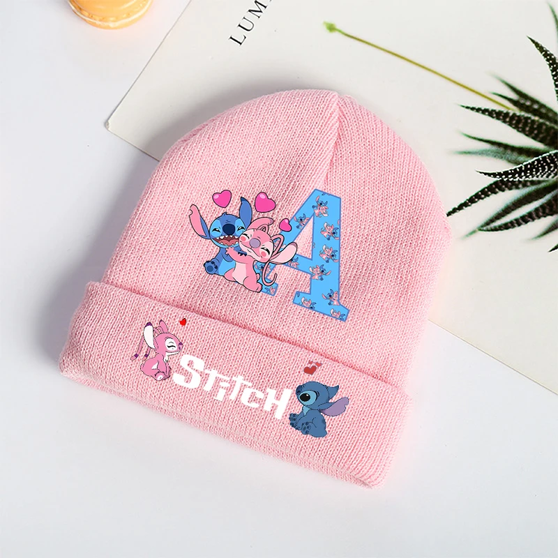 Stitch Disney Girls Knitted Hats Children Headgear Cotton Winter Cute Woolen Cap Student Bonnet Cartoon Anime Kids Birthday Gift