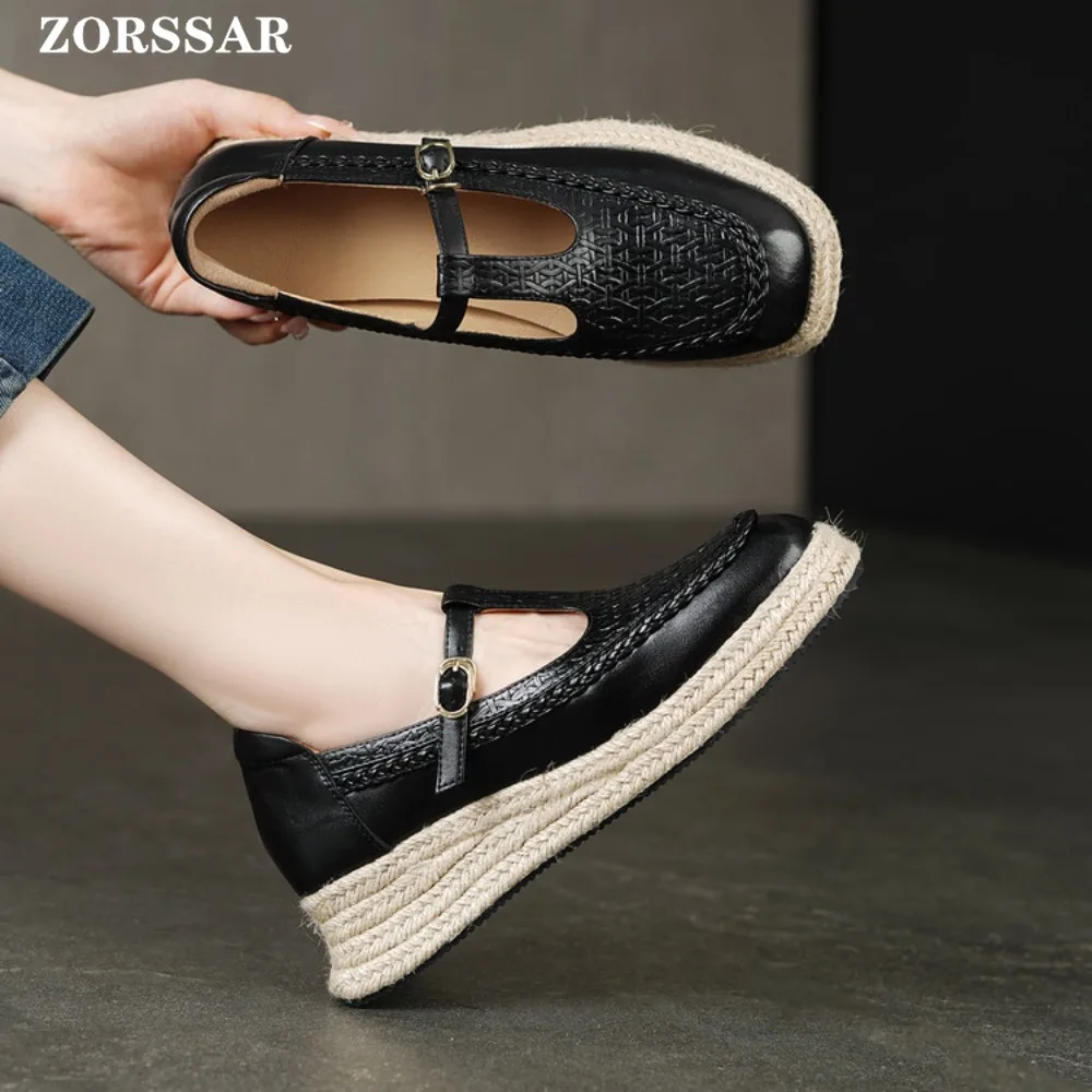 2025 Autumn High Quality Women Shoes Light Comfort Flats Platform Shoes Metal Buckle Casual Mother Shoes Wedge Women Loafers