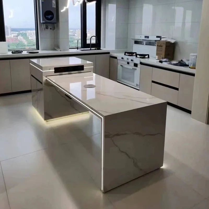 طاولة جزيرة بلاطة الصخور، طباخ حثي منزلي واحد متعدد الوظائف، قابل للسحب، حديث وبسيط، ومطعم فاخر #1