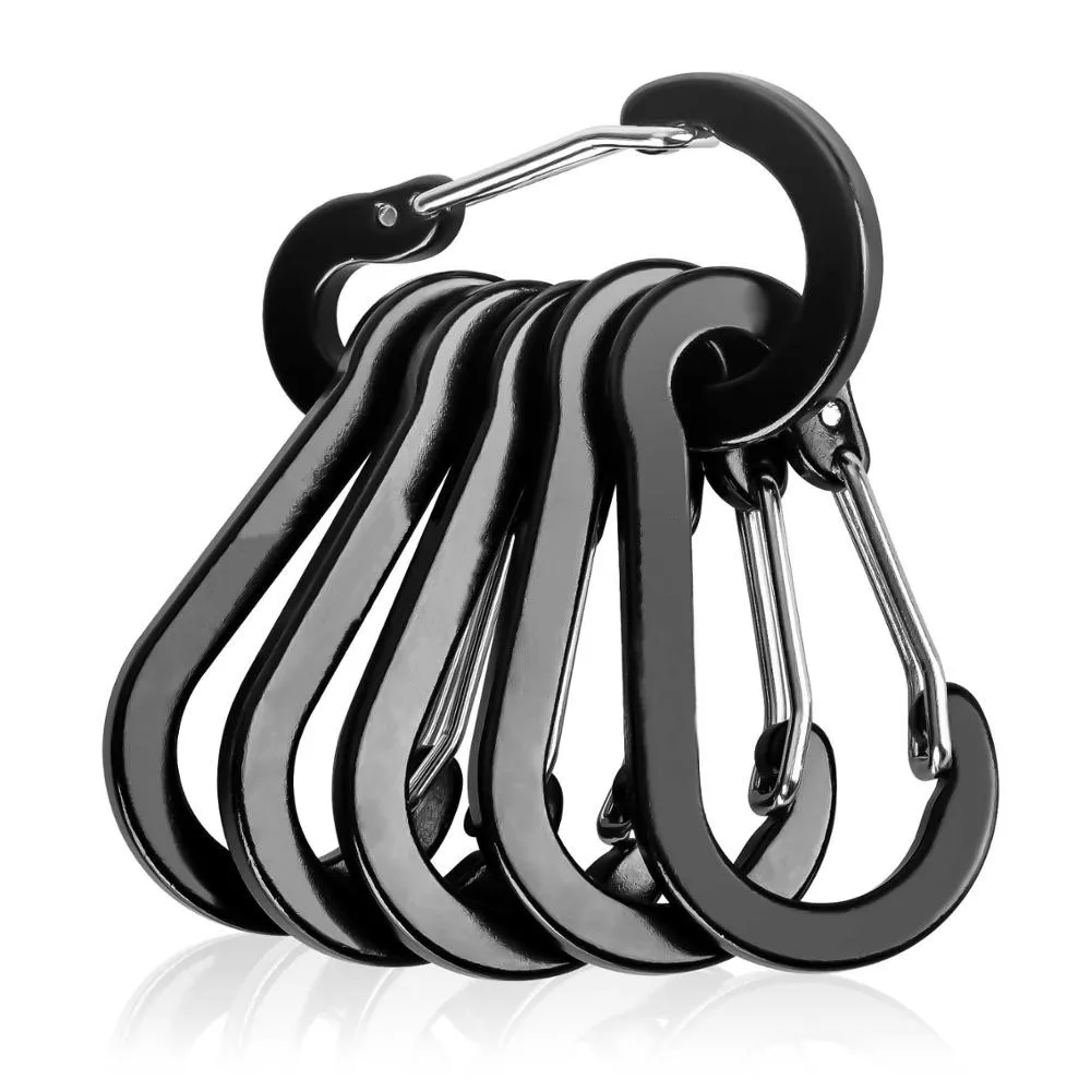 ALASICKA 6pcs Fishing CC1 Steel Small Carabiner Clips Outdoor Camping Multitools Fishing Accessories Gourd Wire Hook Carabiner