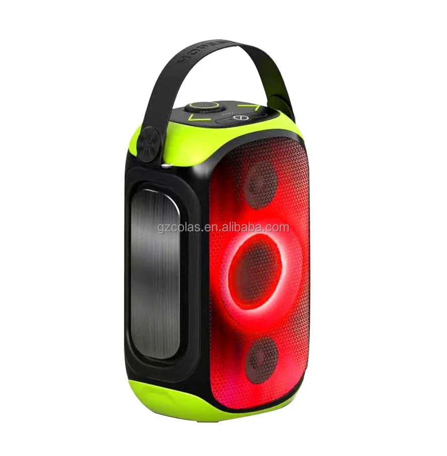 YYHC-Mini Portable Wireless Speaker with RGB LED Lighting 3 Speakers Super Stereo/Deep Bass Mic Tripod Party