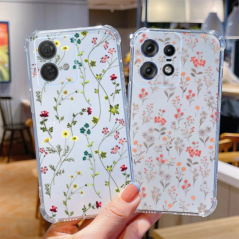 EDGE 40Neo Different Flower Transparent Phone Case For Motorola Moto Edge 40 30 40Neo E40 E13 30Neo 50Pro 30Pro E22 E32 E7 Cover