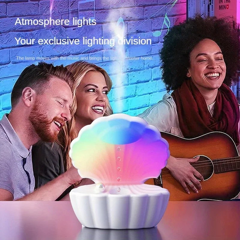 

Humidifier and Audio 2 in 1 Shell Anti Gravity Droplet Atomization Humidifier Colorful Ambient Light Compact and Portable