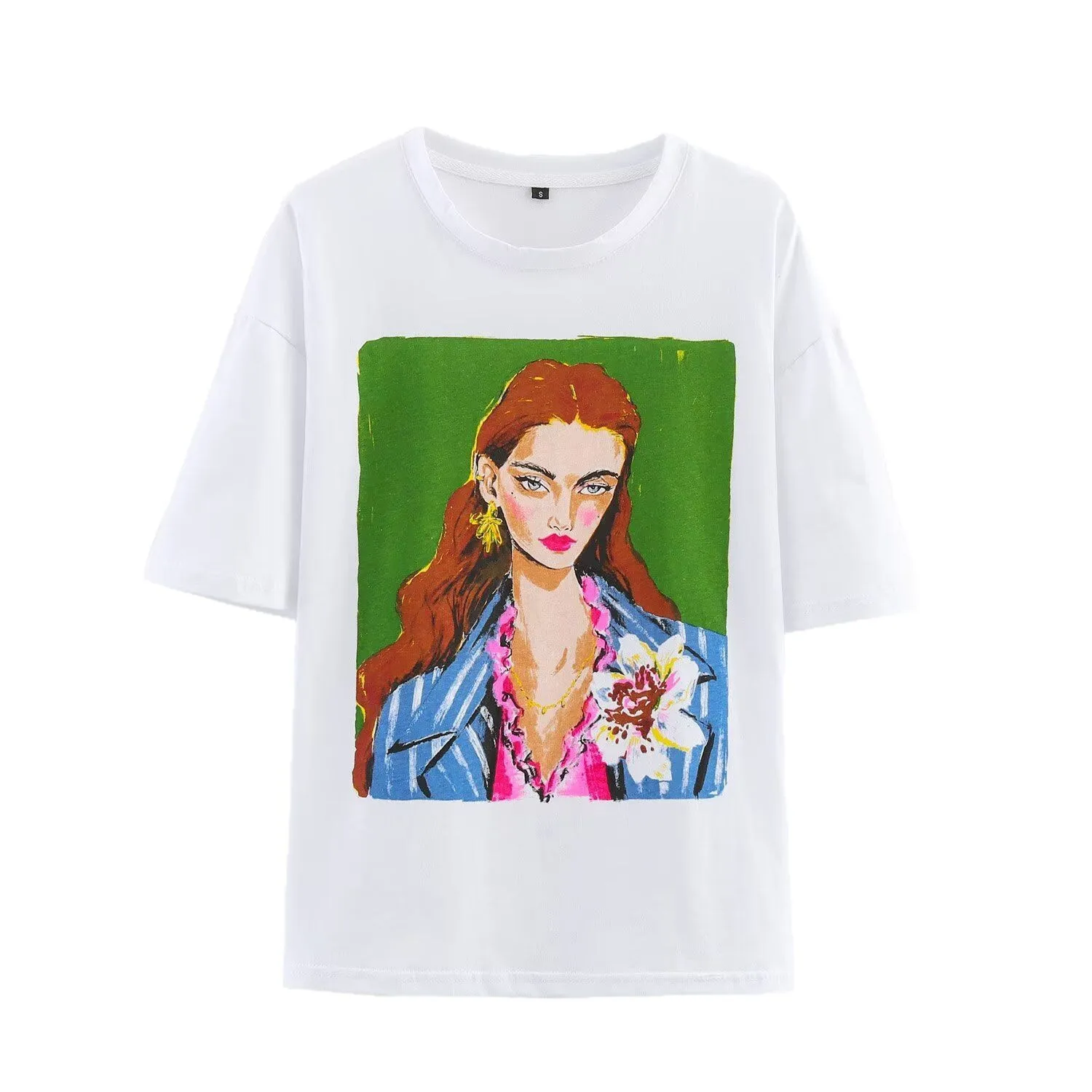 

Withered European And American Style 2026 Fashionable Temperament Women's Loose Casual Printed T-shirt For Girls