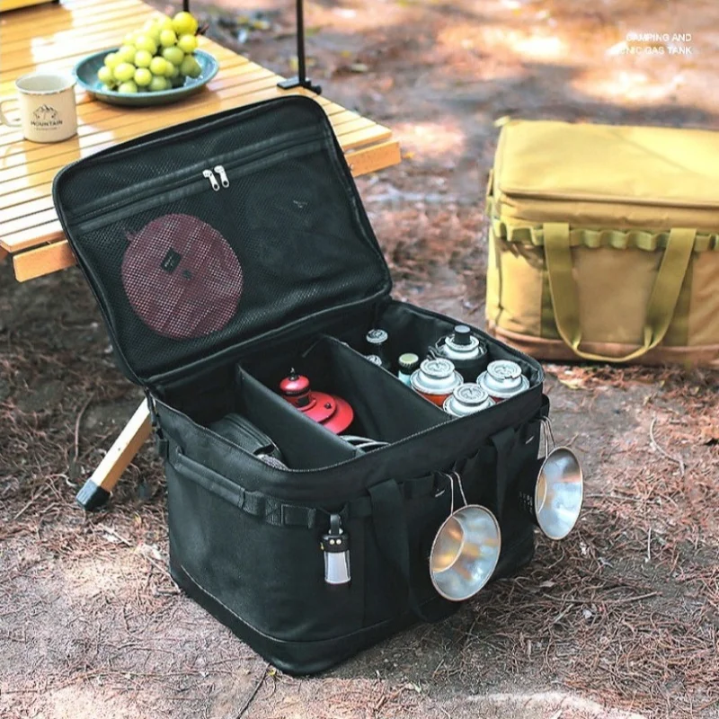 Large Camping Storage Bag Picnic Basket Gas Stove Gas Canister Pot Storage Bag Outdoor Tool Storage Travel Bags Camping Supplies
