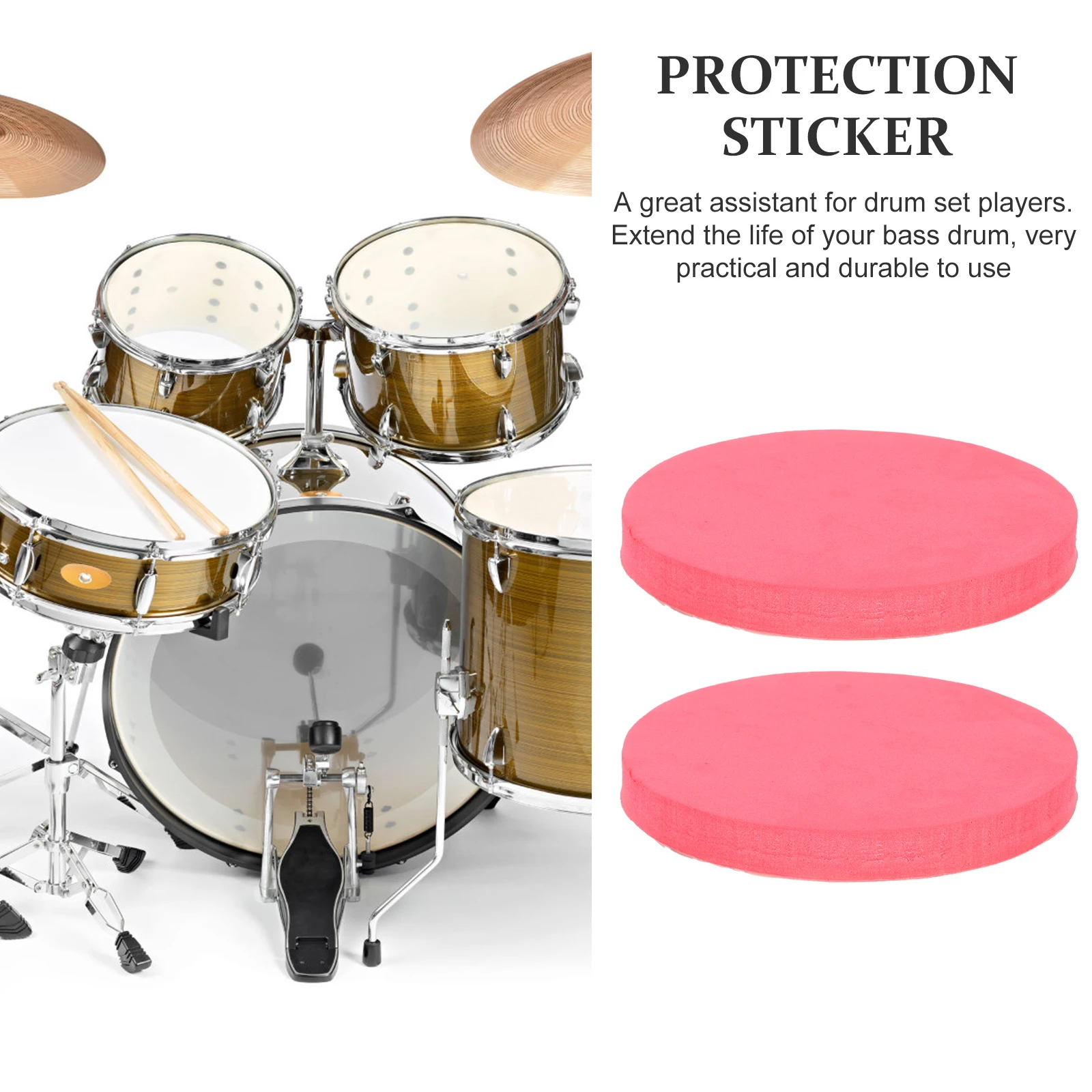 

2 Pcs Drum Pad Protective Protection Patch Supplies Bass Double Stickers