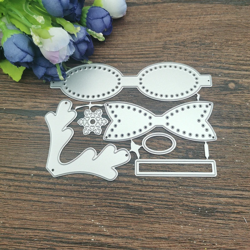 Kokardka bożonarodzeniowa koronki karty metalu wykrojniki szablony dla DIY Scrapbooking dekoracyjne wytłaczanie rzemieślnicze szablon sztancowanie