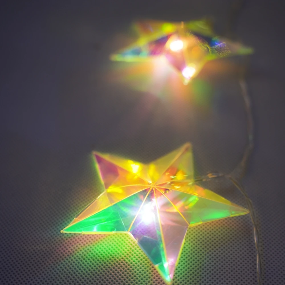 1.5M10LED Battery Powered Colorful 3D Pentagram Light String, Suitable For Home, Wedding, Party, Holiday Atmosphere Decoration