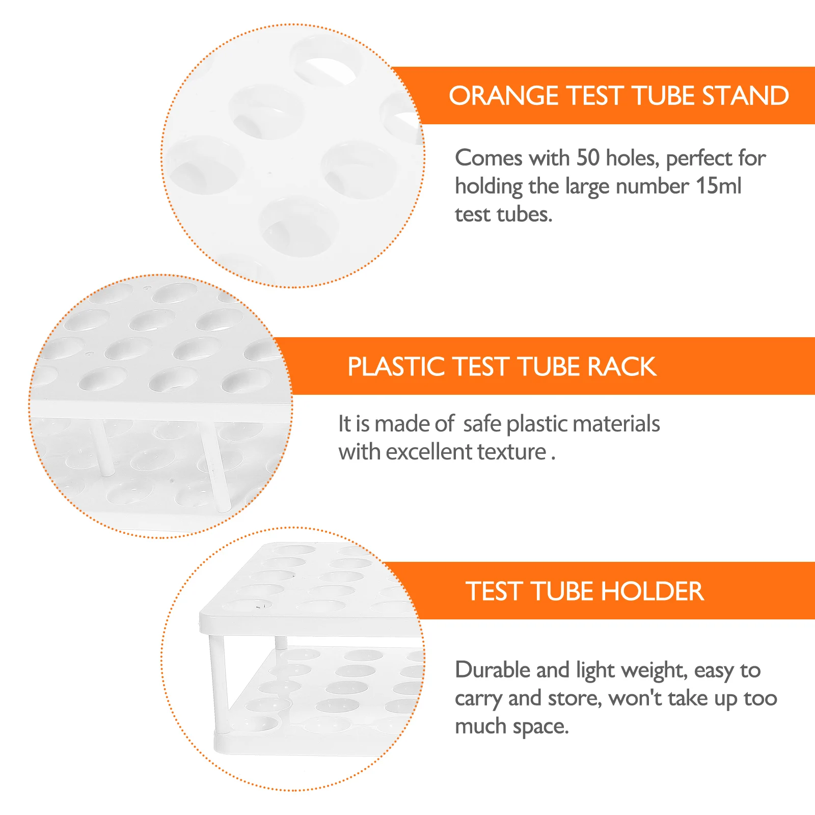 

50-hole Test Tube Stand Chemical Rack Racks Display Stands Plastic for Tubes Holder