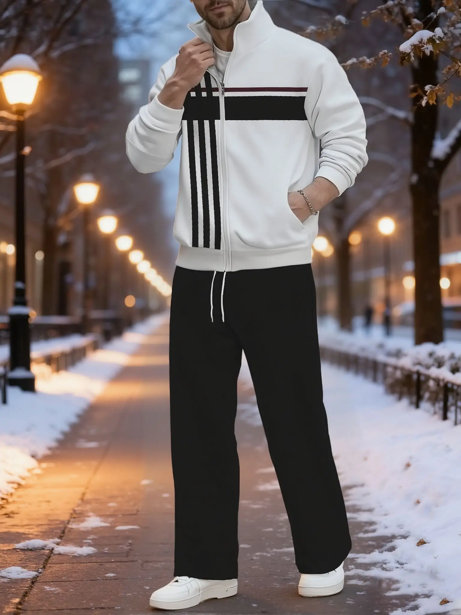 

2‑Piece Men’s Sport Suit 2025 Fall Collection – Reversible Collar Sweatshirt & Pants, Comfortable Fit for Daily Exercise
