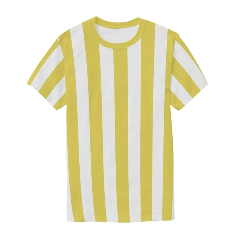 Simple Vertical Stripes Graphic T Shirts For Men Summer Casual Daily Wear 3D Printed T-shirts Fashion Oversized Short Sleeve Tee
