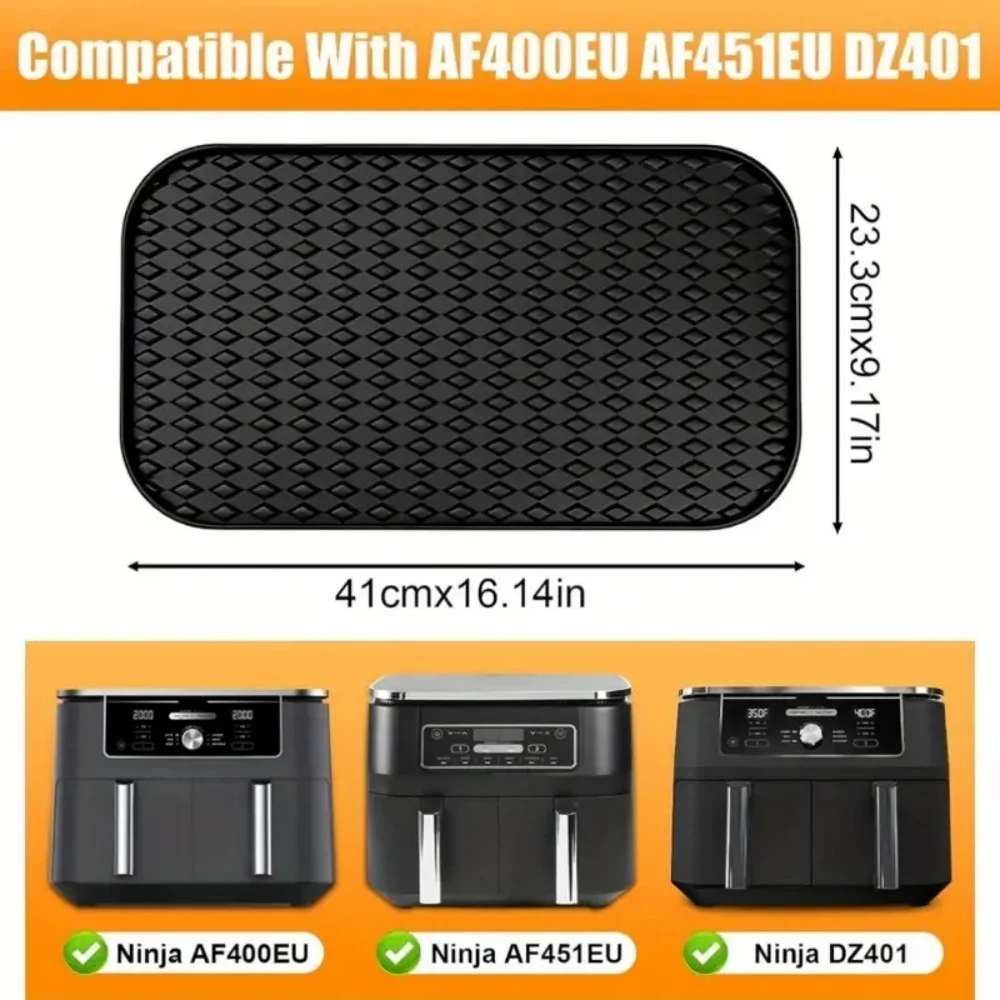 1PCS Air Fryer Silicone Mat Storage Shelf, For Ninja 9.5L/10QT AF400 AF451 DZ401 DZ550 DZ302, Multi-functional Dust-Proof Pad