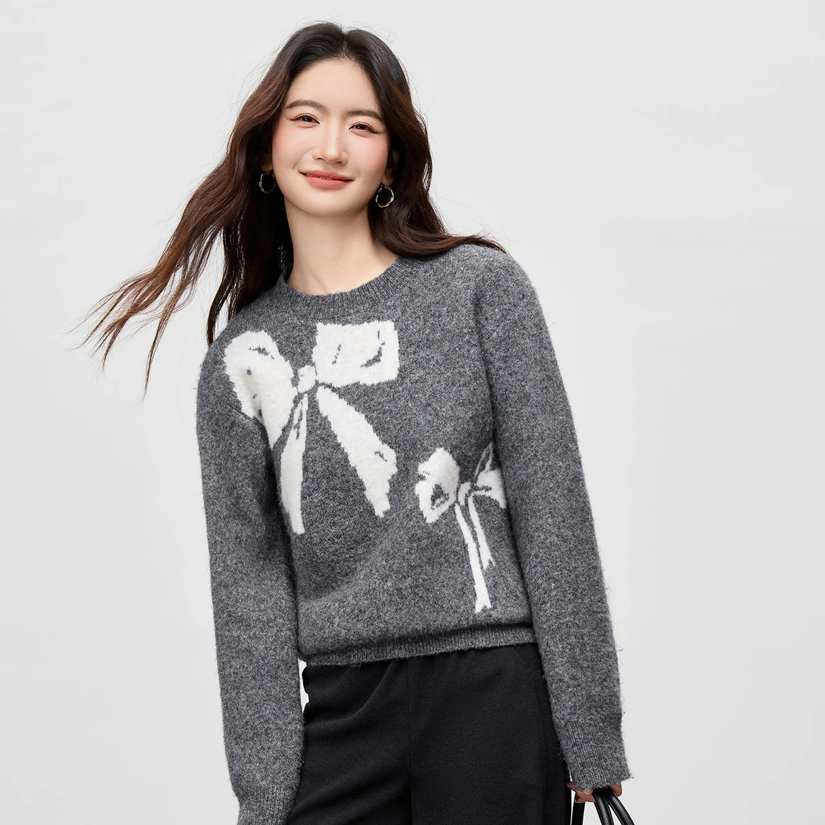 

SENTUBILA Women's Jacquard Knitwear Wool Blend Thermal Base Jumpers Pullover Sweater Knit Top for Woman Winter Clothes W54EE3514