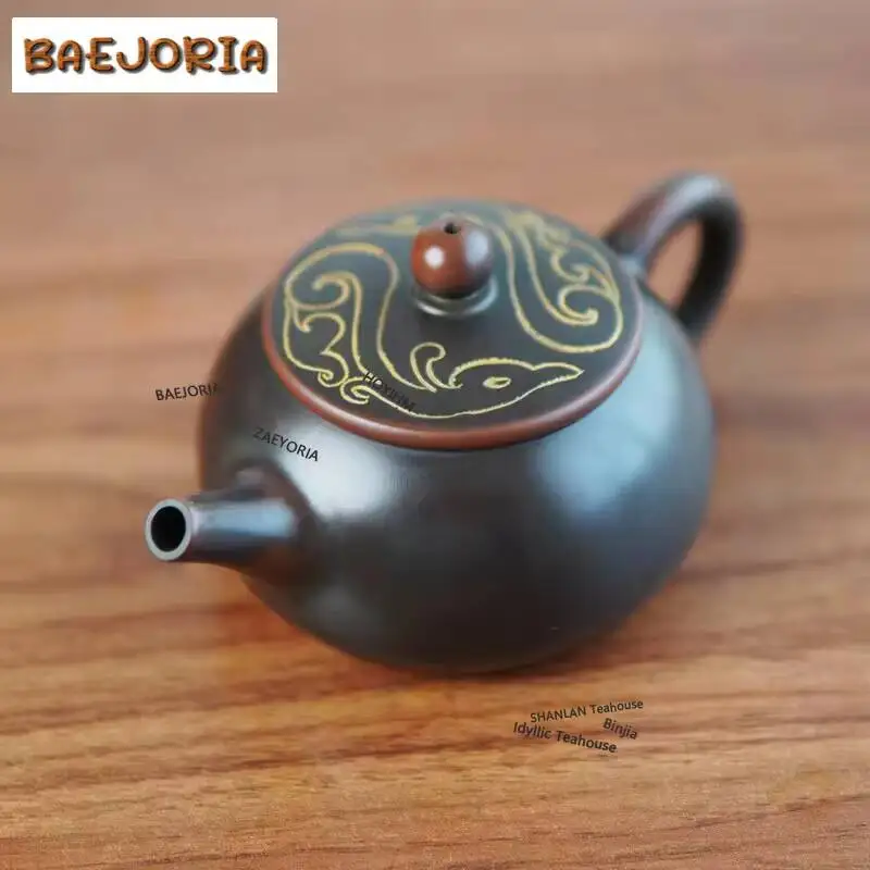 BAEJORIA 200ml Ancient Qinzhou Nixing Pottery Teapot Fully Handmade Raw Ore Mud Pot Household Tea Brewing Kettle Kungfu Teaset