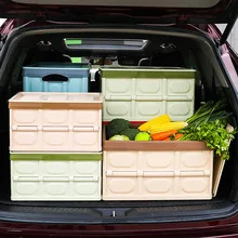 Caja de almacenamiento para acampar al aire libre, caja de carga plegable para coche, caja de clasificación para acampar, cubierta de madera