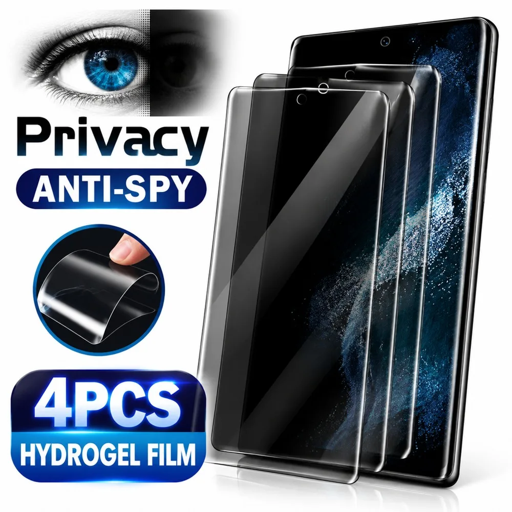 4PCS Anti Spy Screen Protector For Samsung Galaxy S23+ S23 S23 FE Privacy Hydrogel Film For Samsung Galaxy S22 Ultra 5G S22 5G