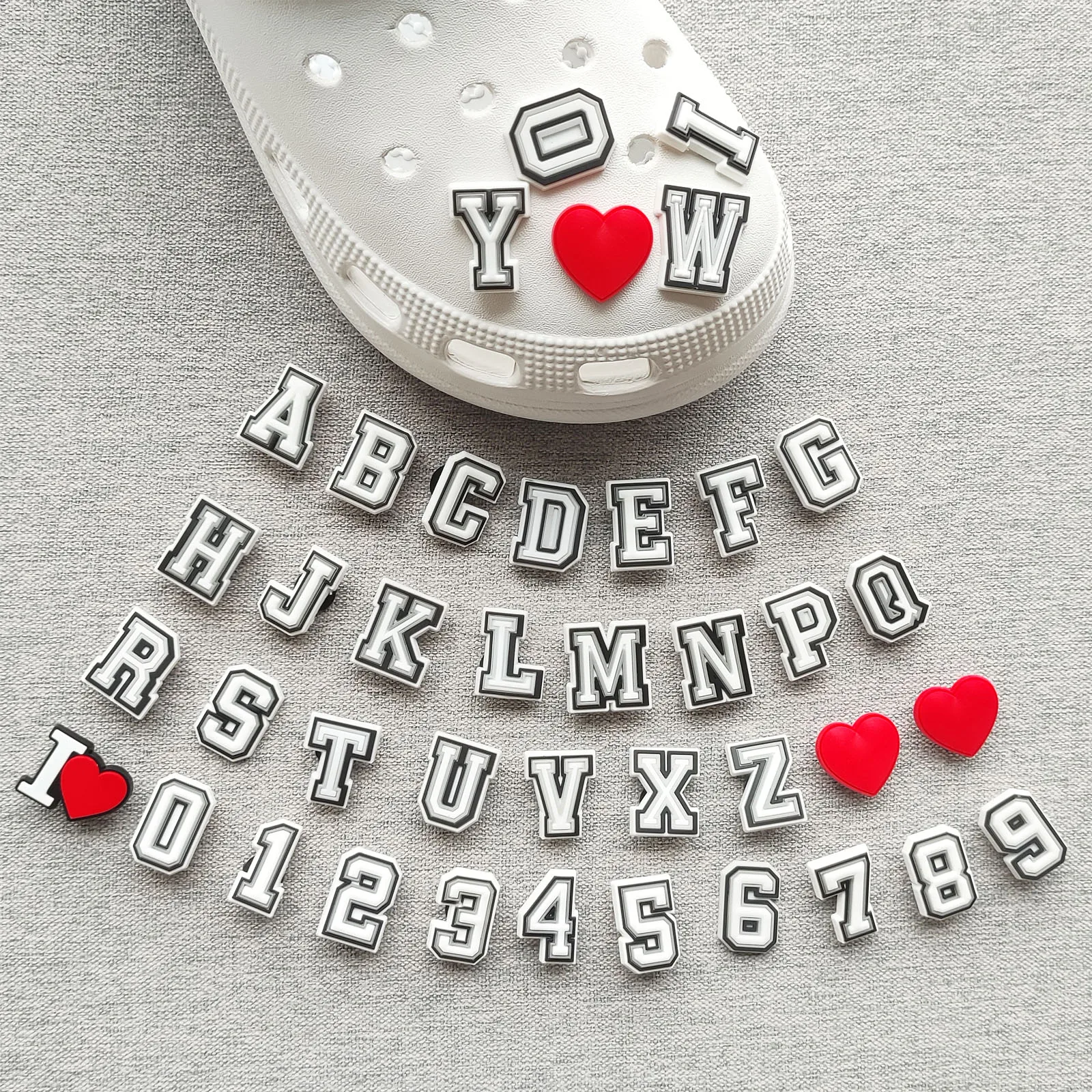 40/80Pcs Alphabet Series Shoe Charms For DIY Premium Quality Charms Shoe Decoration Accessories Bubble Slides Sandals Shoe Pins image 2