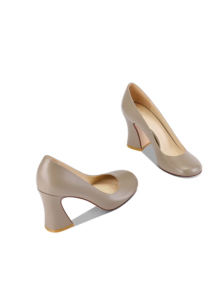 Spring New Round Head Shallow Mouth Irregular Coarse Custom Shoes Banquet Large Size Small Size High Heels Women's Shoes