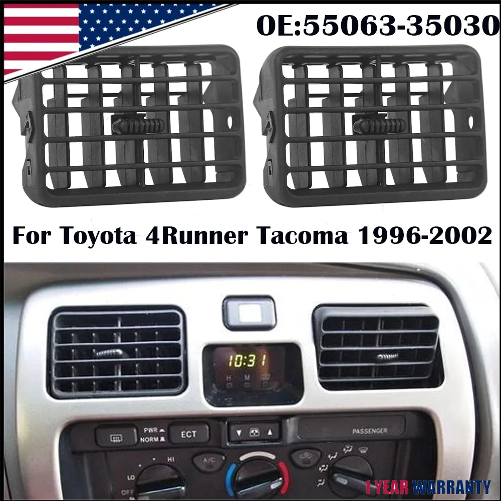 2 PCS NEW Car Dash Center Air Vent Louvers 55063-35030 For Toyota 4 Runner Tacoma 1996-2002 Auto A/C Heater Dash Bezel Vents Dashboard Fresh Air Grille Car Accessories