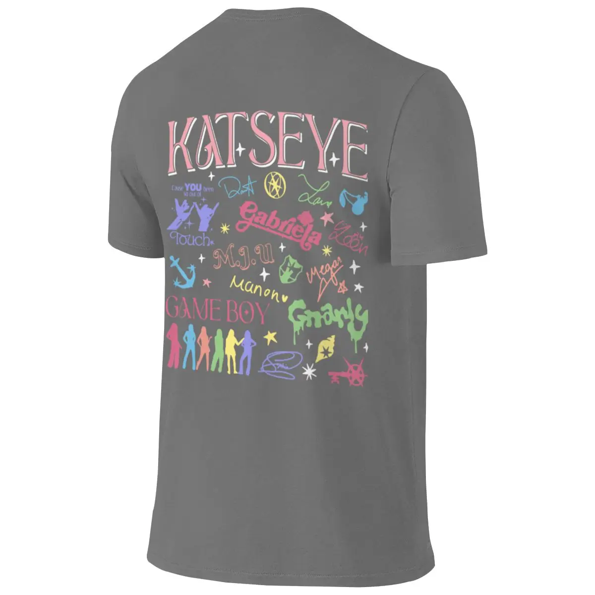 Katseye Beautiful Chaos Gnarly Gabriela Slim Fit Reversible T-shirt Artistic Boy Ribbed Collar Tee