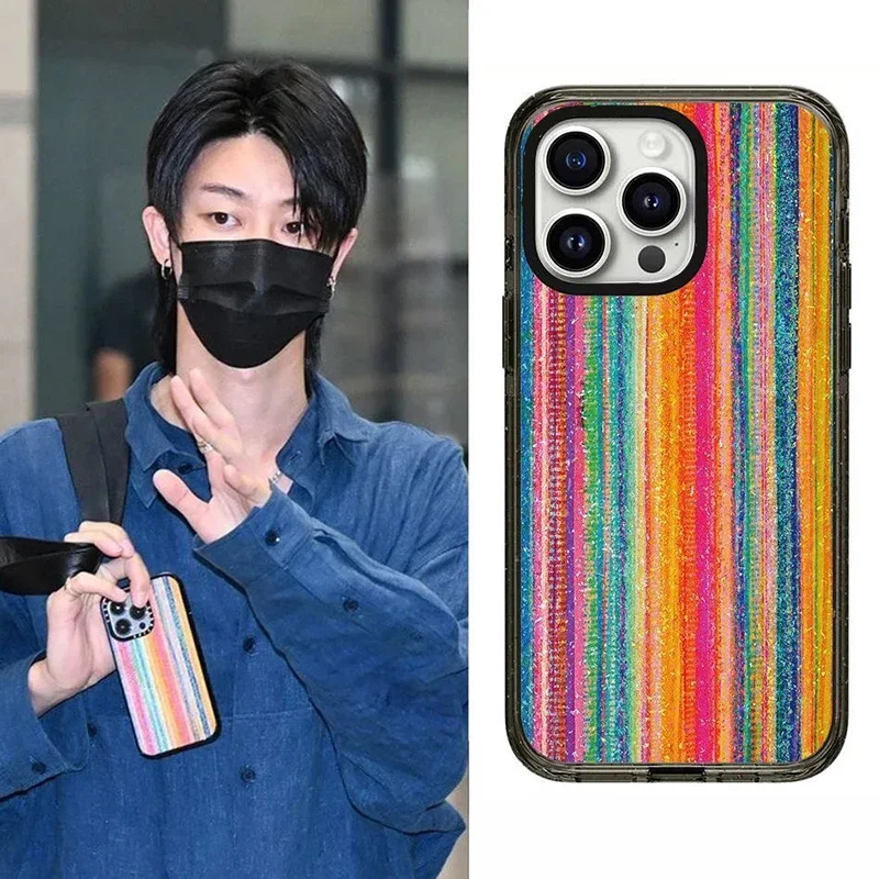 

Colorful Stripes 2.0 Acrylic Black Border iPhone 11 12 13 14 15 Pro Max Protective Mobile Phone Case Cover Shell