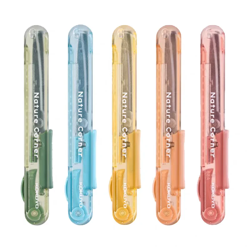 1 ชิ้น KOKUYO Nature Corne สีโปร่งใสแบบพกพากรรไกรพับมีดกล่องเปิดปากกาขนาดเล็กแบบพับเก็บได้กรรไกร