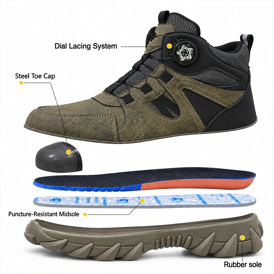 Halloween Safety Shoes For Men  And Women Sneaker Men's Work Boots Steel Toe Stab Work Shoes Light And Soft Outdoor Boots