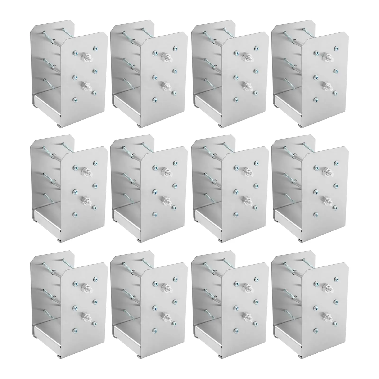 

12 Pack Adjustable Post Base, 201 Stainless Steel Deck Fence Pergola Support Bracket