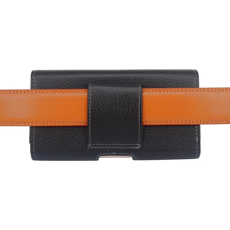 PU leather cross-style mobile phone bag with belt buckle and flip cover for men's multi-functional waist bag