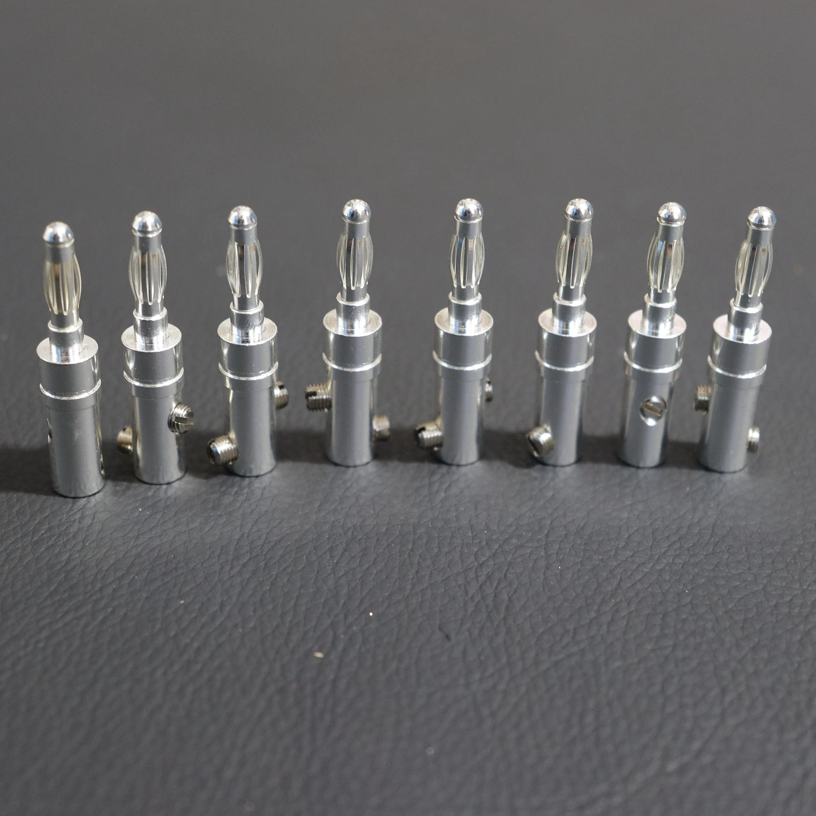 

8 Pcs High Quality QED Silver plated Banana plug No soldering adapter HiFi speaker high performance Banana Connectors