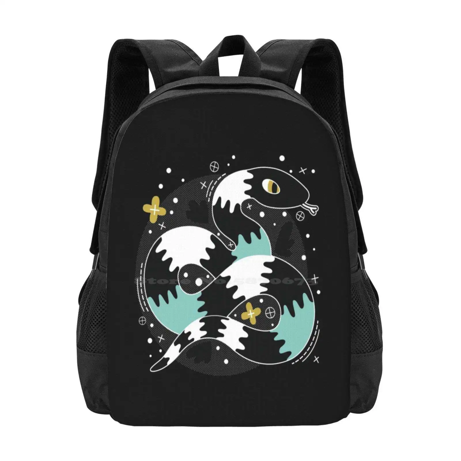 Snake Design Hot Sale Schoolbag Backpack Fashion Bags Snakes Pet Wild Poison Stripe Vector Animals Reptiles Flowers Yellow