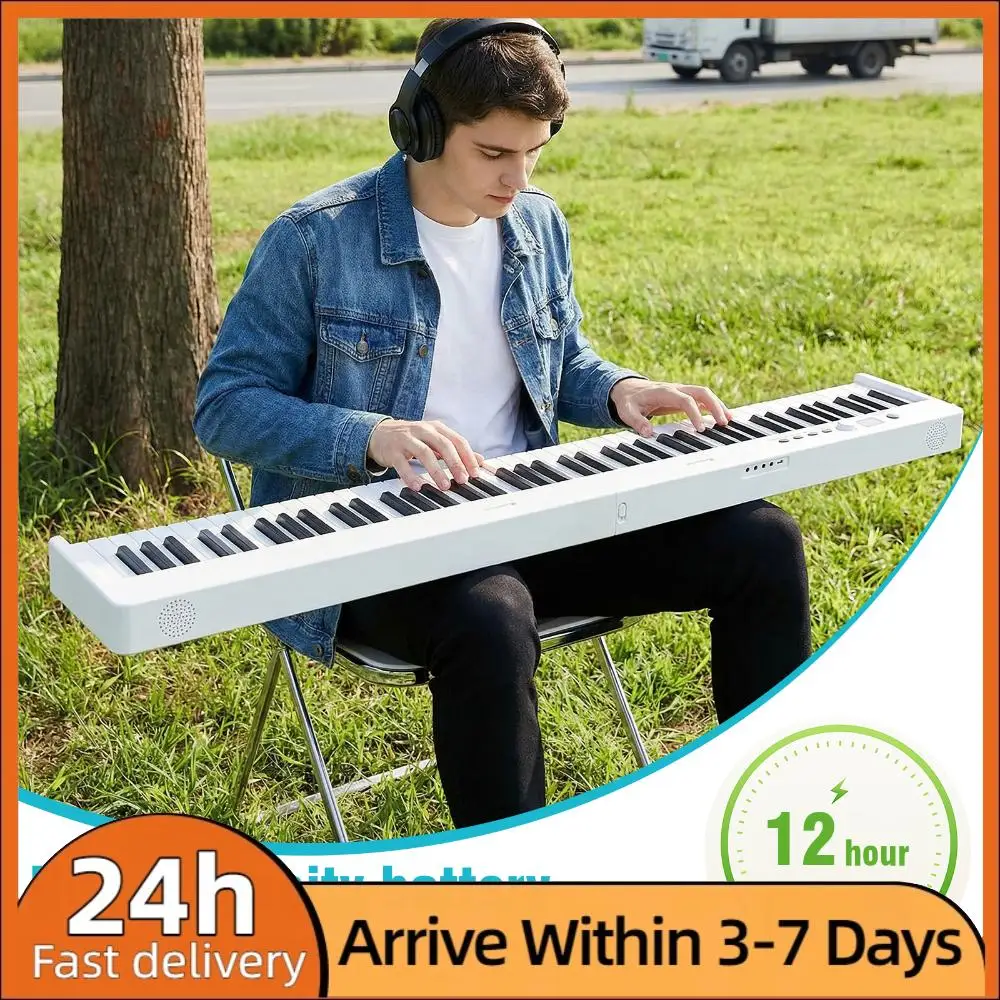 

88-клавишное складное цифровое пианино с педалью сустейна, подставкой для рук, чехлом для переноски, MIDI и Bluetooth для взрослых и начинающих