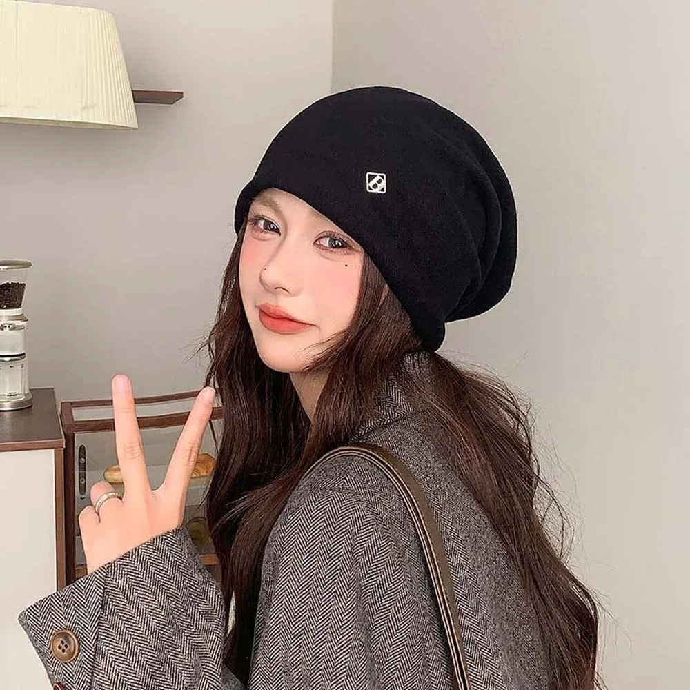 Casual Knit Cozies Elastic Slouchy Beanie Hat Thickened Solid Color Warm Cold Headwear Comfy Slouch Korean Style Cap Skiing