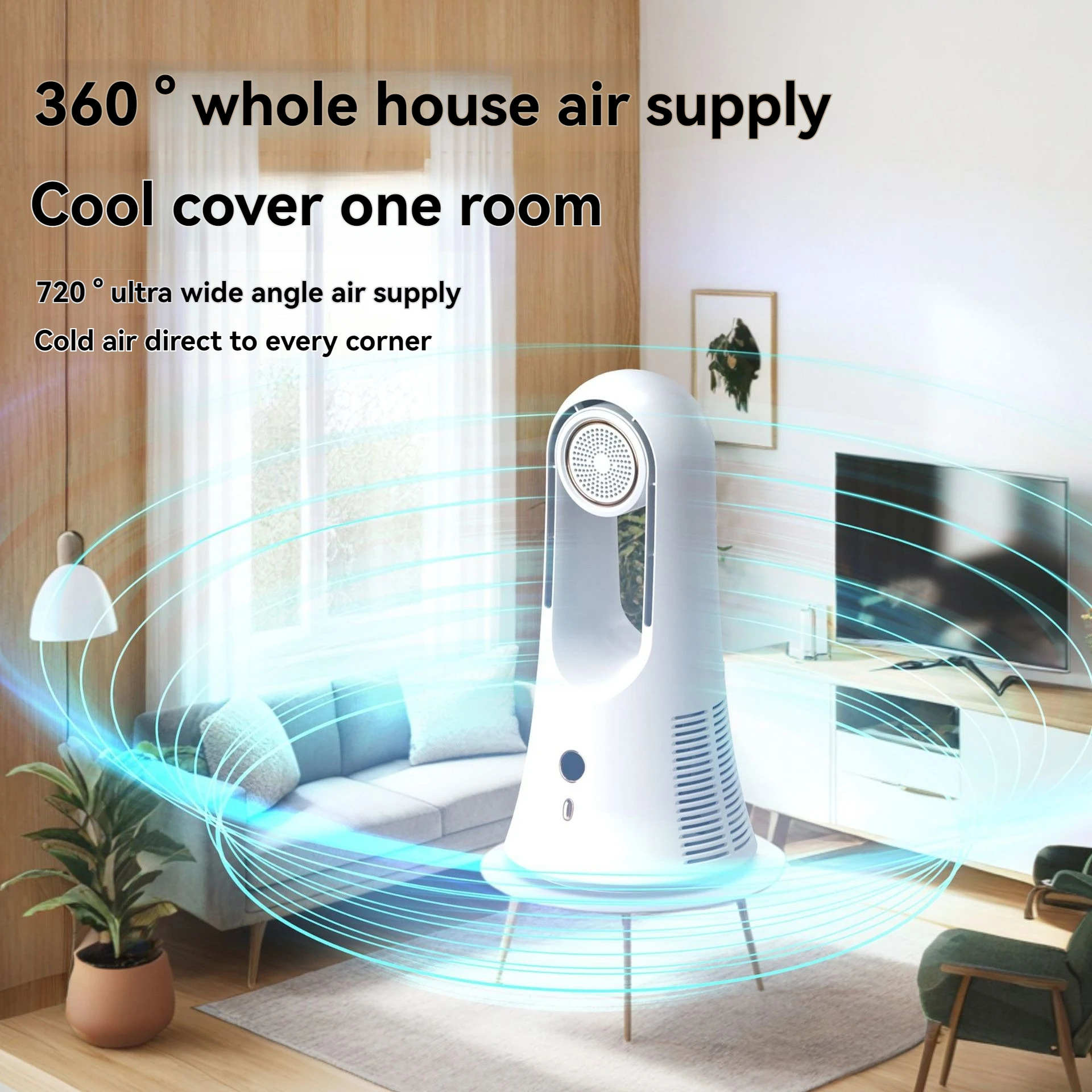 2024 New Fragrance Leaf less Fan Desktop USB Tower Fan Small Smart LED Screen Display Air Conditioning Fan for Home Bedroom