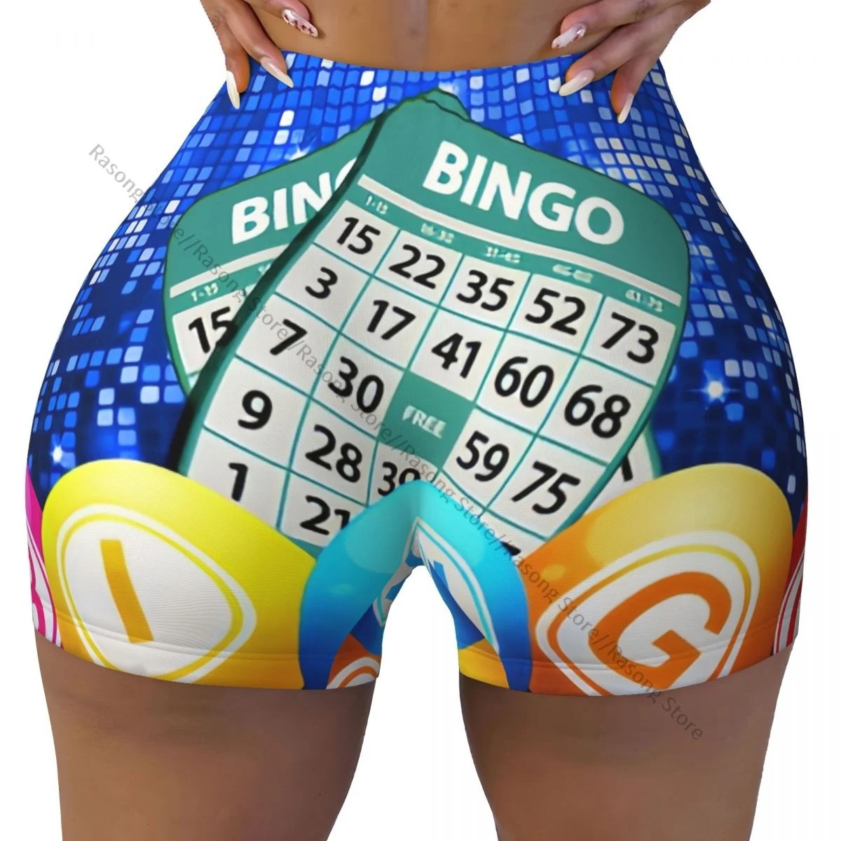 섹시한 타이트한 힙 스포츠 반바지 빙고 공 모자이크 배경 피트니스 여성의 편안한 요가 반바지