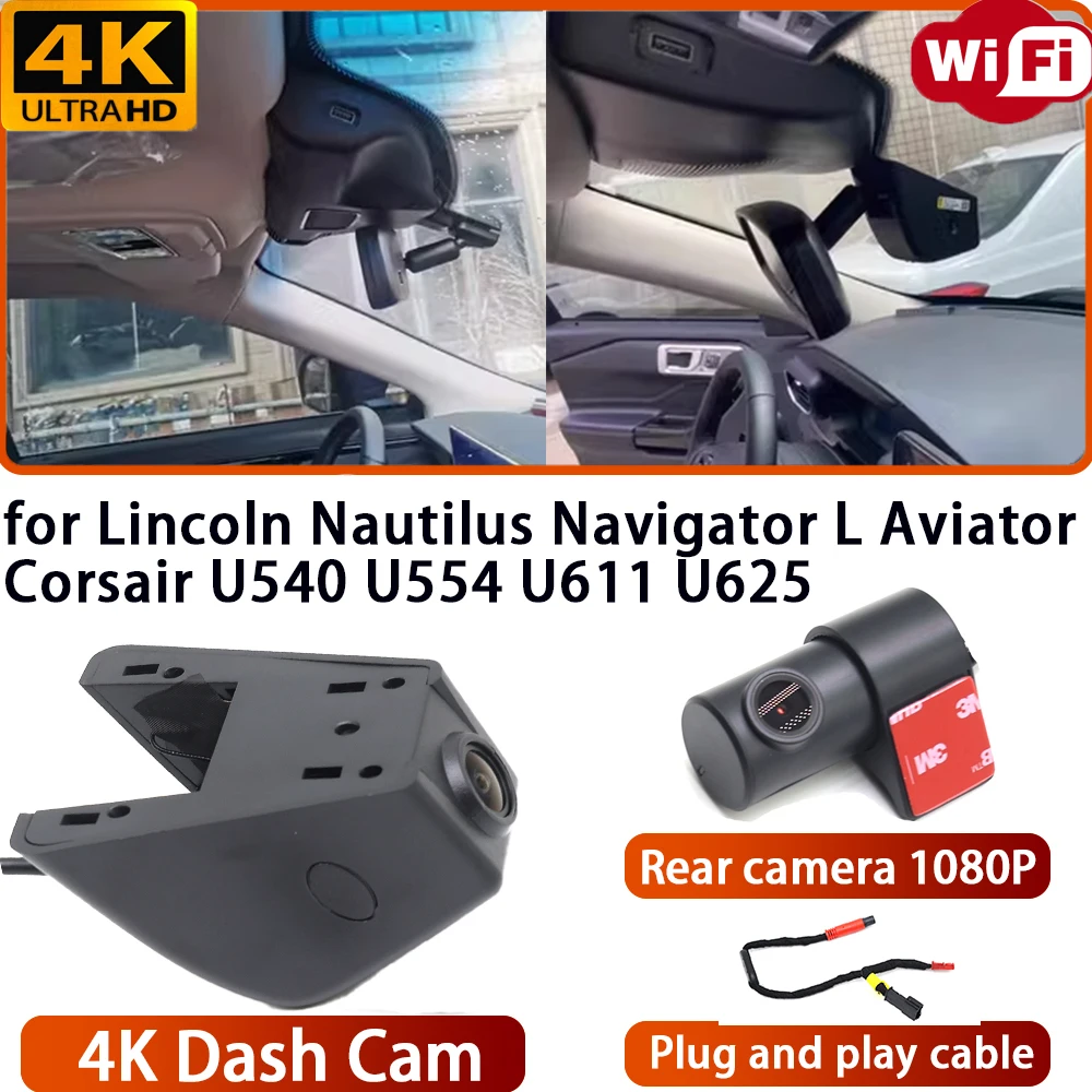 Grabadora de Video 4K Sony DVR para Lincoln Nautilus, Navigator L, Aviator, Corsair U540, U554, U611, U625, Cámara para Coche con Wifi, 170° °   Ángulo