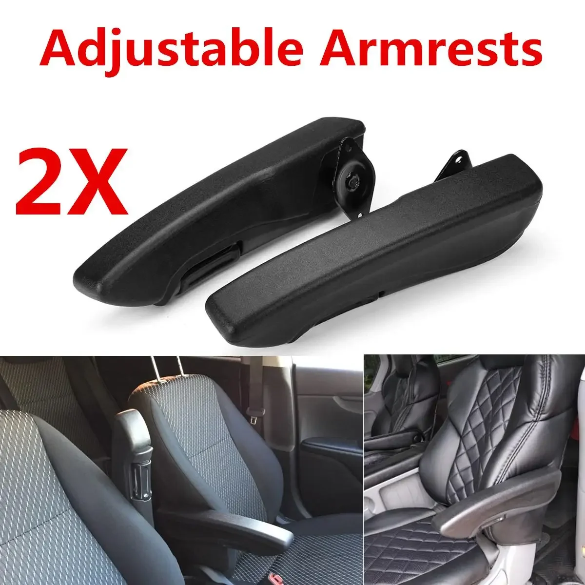 

2Pcs Universal Car Adjustable Armrests Arm Seat Handle Engineering Seat Hand Rail Pair Comfortable Rest PU Foam Black for Truck