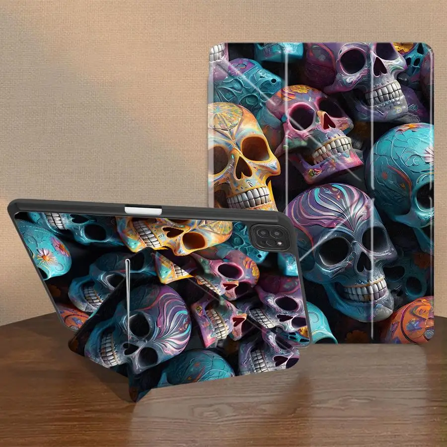 

Holder Cover Tablet Case For iPad Mini 6 7 Pro 2025 Air 4 5 M3 M2 1 2 M4 11inch Pro 11th 10th 9th 8th 7th 12.9inch Skulls Cool