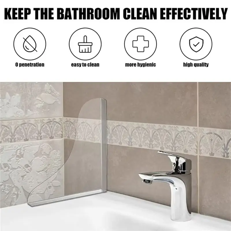 A67P-Shower Splash Guard 2Pcs Thickened Bathroom Bath Tub Splash Guards Acrylic Tub Corner Guard Shower Bathtub Guard