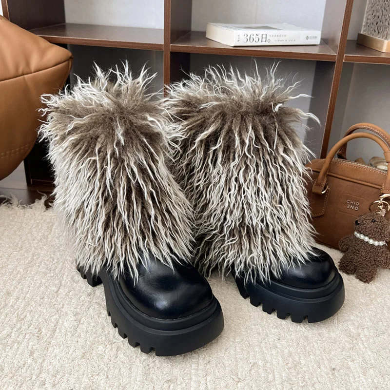 

Женские зимние ботинки на меху, обувь на плоской подошве, дизайнерские плюшевые полусапожки, зимняя теплая повседневная обувь 2024, удобная обувь Chelsea Botas Mujer