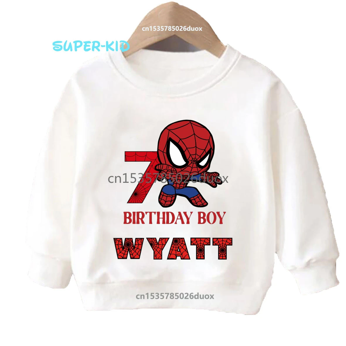 2024 New Winter Birthday Spiderman Personalize Name Boy Hoodies 2 3 4 5 6 7 8 9 Years Marvel Spiderman Birthday Boys Sweatshirts