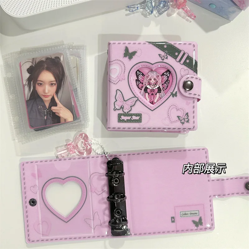 3 Inch Mini Photo Album, Heart Hollow Card Binder Photo Card Holder