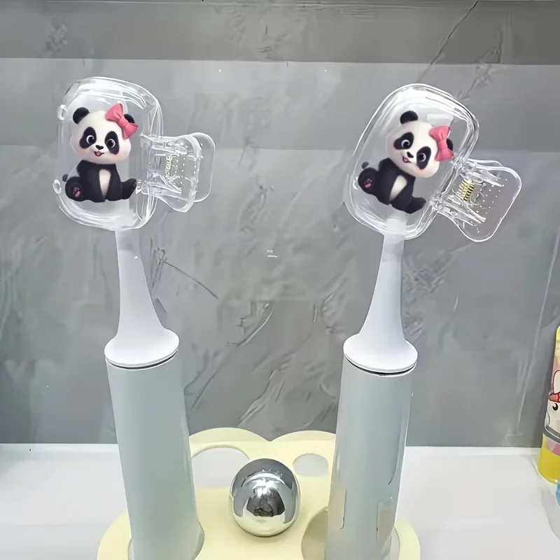 2pcs Panda Toothbrush Head Protectors Toothbrush Cover Rack Odorless Toothbrush Case Suitable for Various Sizes of Travel Sets
